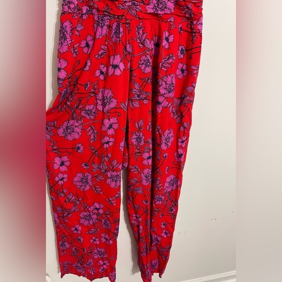 B.O.G Red & Purple Floral Print Strapless Jumpsuit | Size Large - Picture 4 of 8